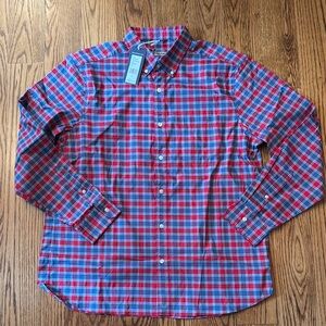 Vineyard Vines Large OTG On-the-go Red Velvet Plaid Button Down Shirt NWT